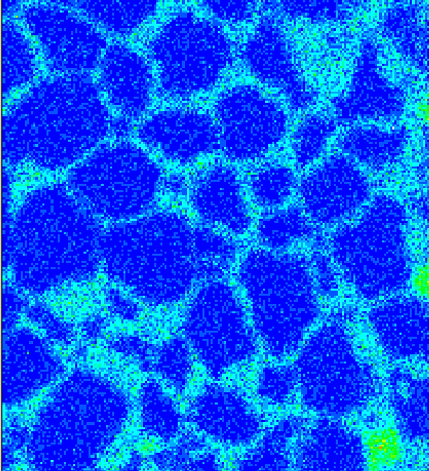 Element map showing terbium concentrated along grain boundaries in a diffused NdFeB magnet